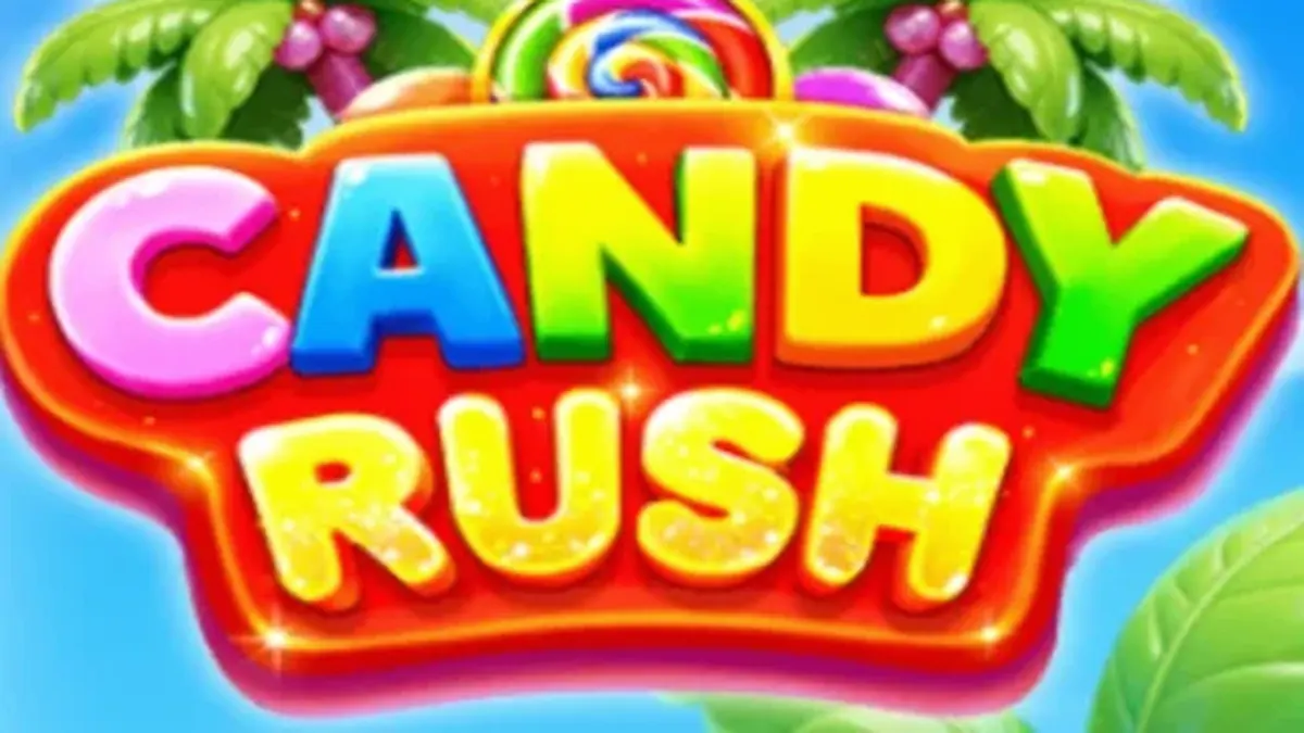 Tampilan visual slot Candy Rush dengan tema permen tropis