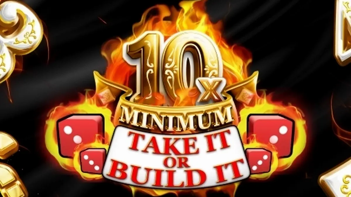 Tampilan visual permainan slot 10x Minimum Take It or Build It